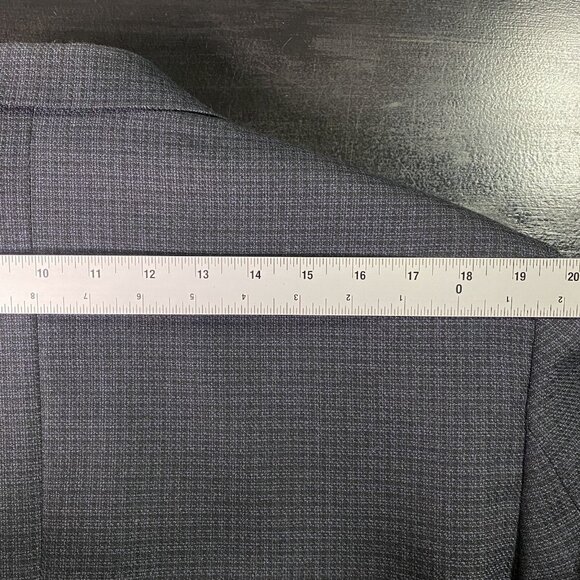 Haggar Collections Sport Coat Men's 40R Poly Wool Navy Mini Check Blazer Jacket - Picture 14 of 15